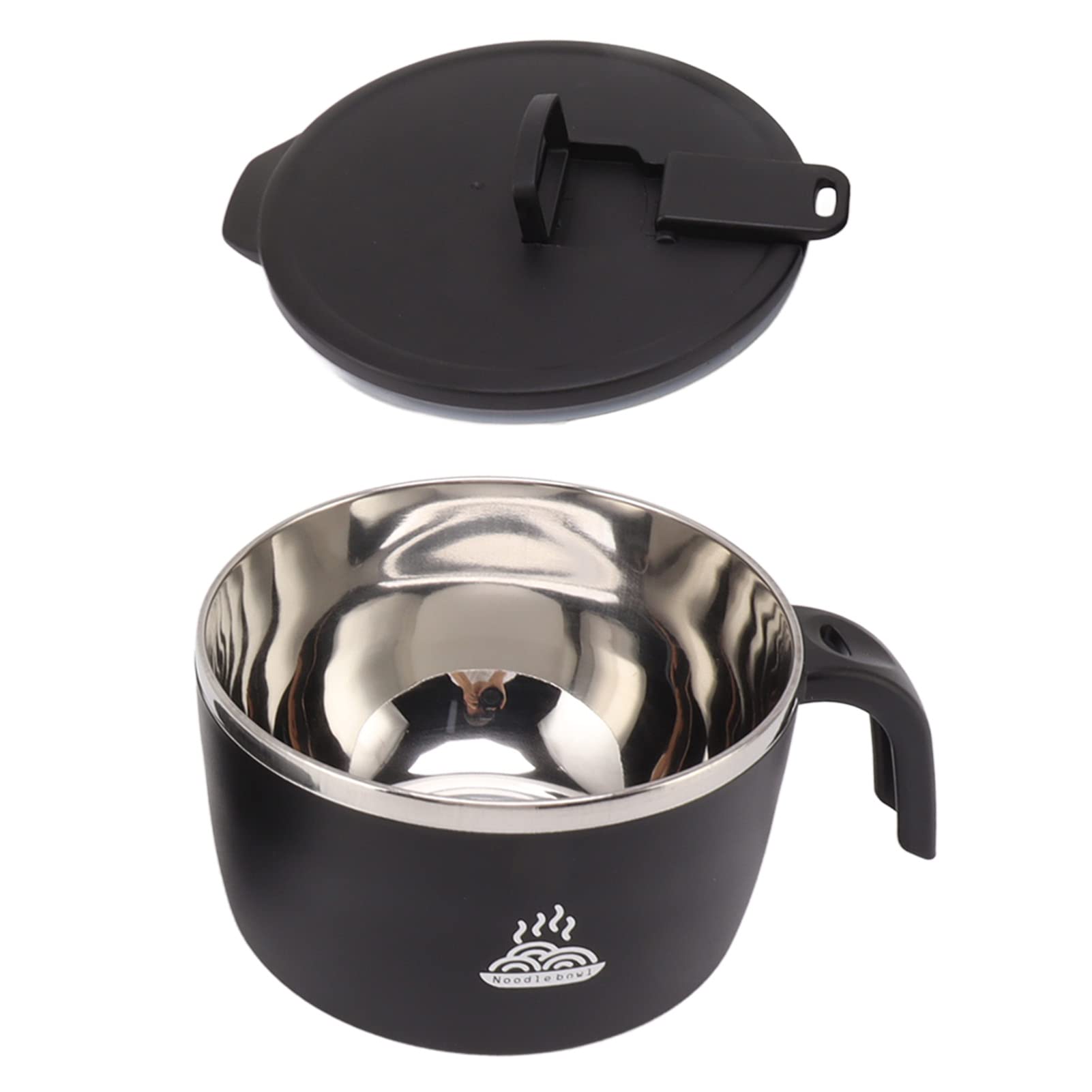 gernie Tazón de Fideos Instantáneos, Tazón de Ramen Instantáneo de Acero Inoxidable de 900 Ml con Tapa y Soporte para Teléfono Tazón de Sopa de Fideos Instantáneos, Cocina de Fideos