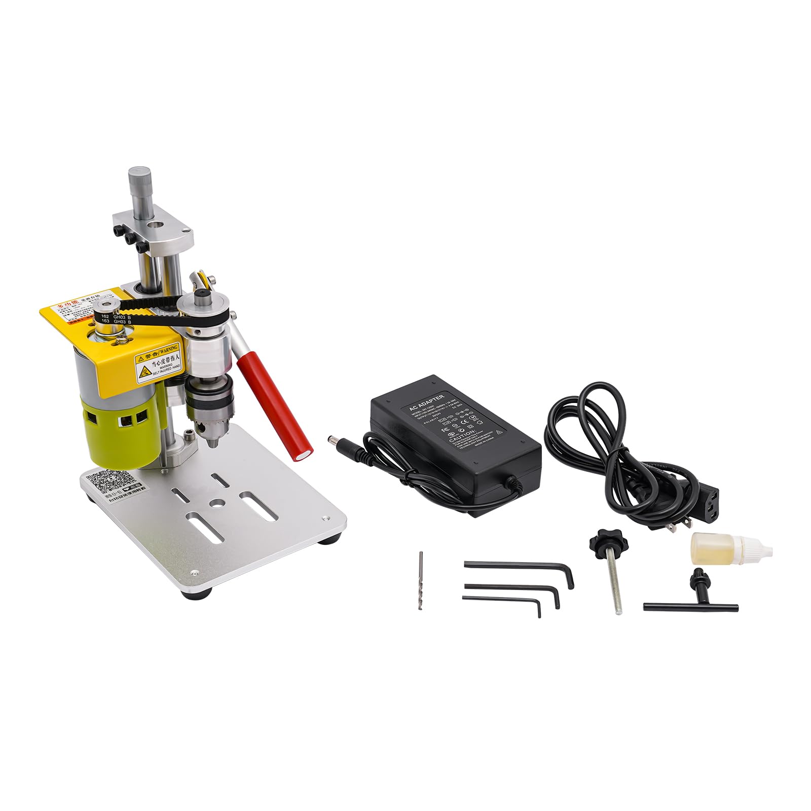 Mini Drill Press, Portable Table Driller with 7-Speed Adjustable, Benchtop Drilling Machine B10 Chuck for Polishing, Grinding and Drilling