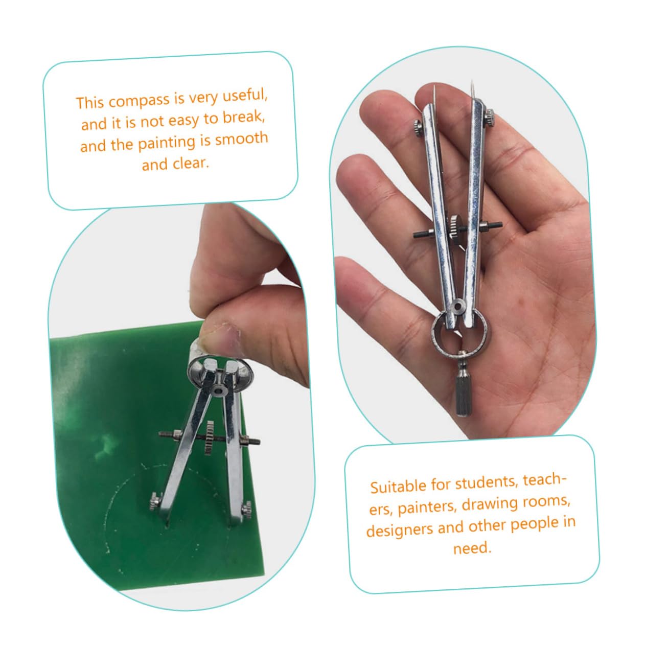Lurrose 4 Pièces boussoles compas scolaire compas de charpentier boussole pour les maths rapporteur et boussole outils de dessin de boussole outil de dessin de cercle Acier inoxydable