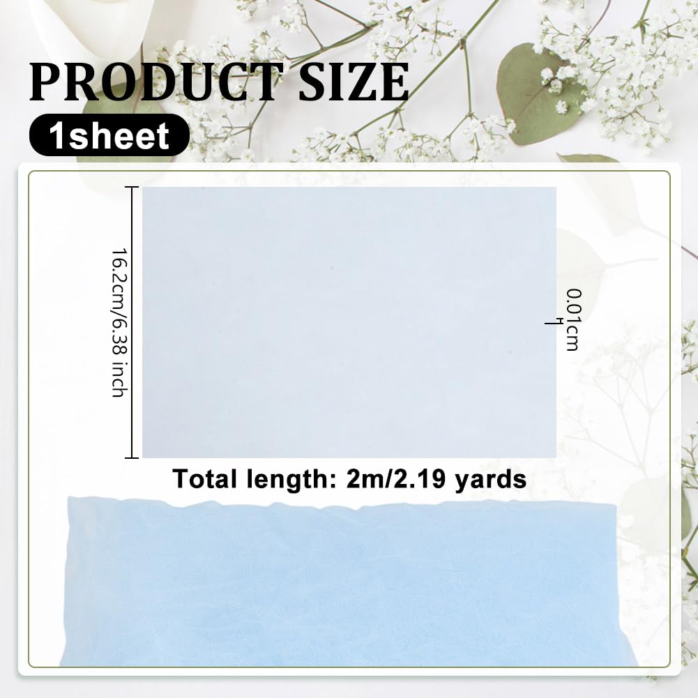 OLYCRAFT 2m/2.2 Yards Light Blue Tulle Fabrics 1.6m Wide Chiffon Sheer Crepe Fabric Chinlon Tulle 0.1mm Thick Gauze Mesh Bolt Net for Wrapping DIY Sewing Crafts Wedding Party Decorations - Image 2