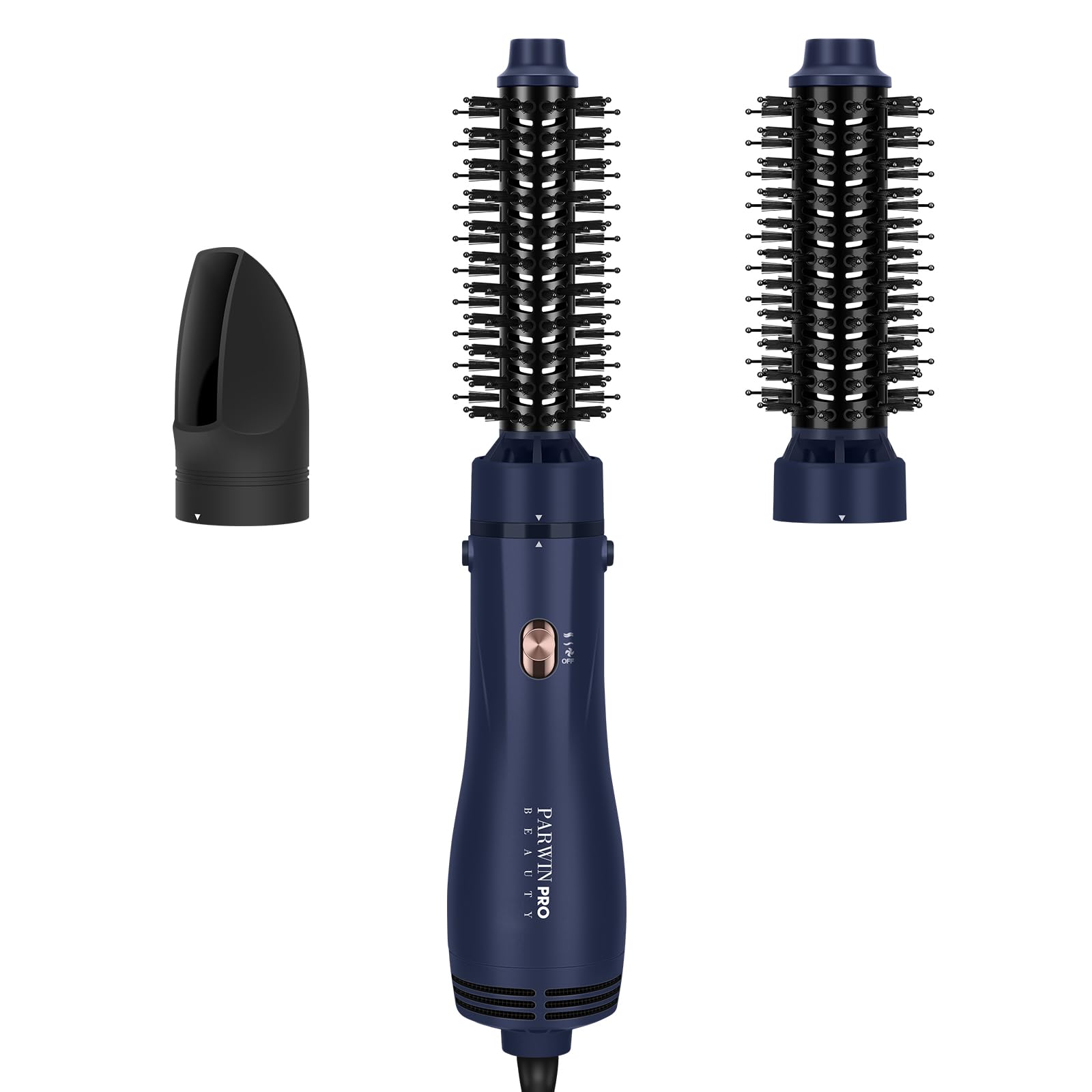 PARWIN PRO BEAUTY Brosse Soufflante 4 en 1, sèche-cheveux | Volume rapide, boucles, lissage, 3 températures, céramique, soin ionique, 1100 watts, Bleu
