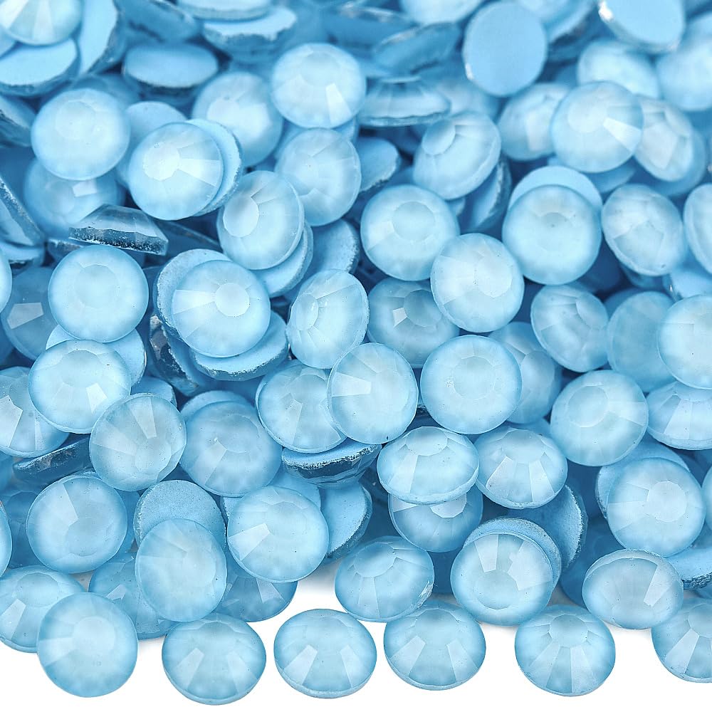 blinginbox flatback rhinestones round gems, 288pcs luminous series glass stones neon gems non hotfix crystal rhinestones for nail charms crafts clothes tumblers,ice blue neon,ss30.