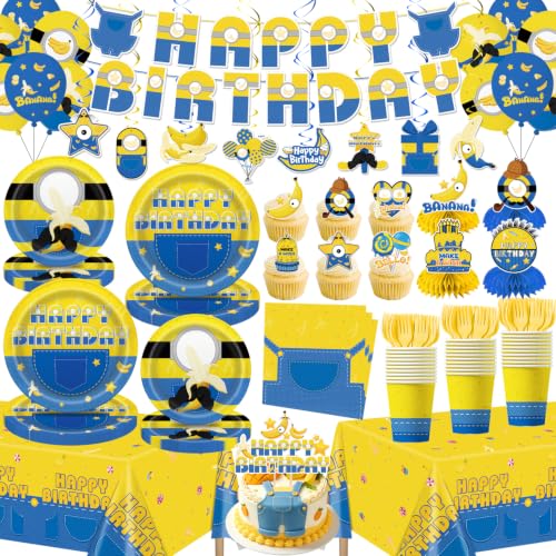 140pcs Birthday Party Decorations Banana Theme Tableware Set for 20 Guests