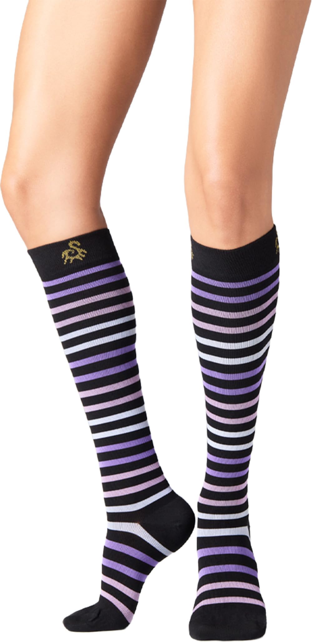 SOLIDEA Gambaletti STRIPE GAME FENICE, Colore NERO, Calze a compressione graduata 15/21 mmHg Art. 0633A0