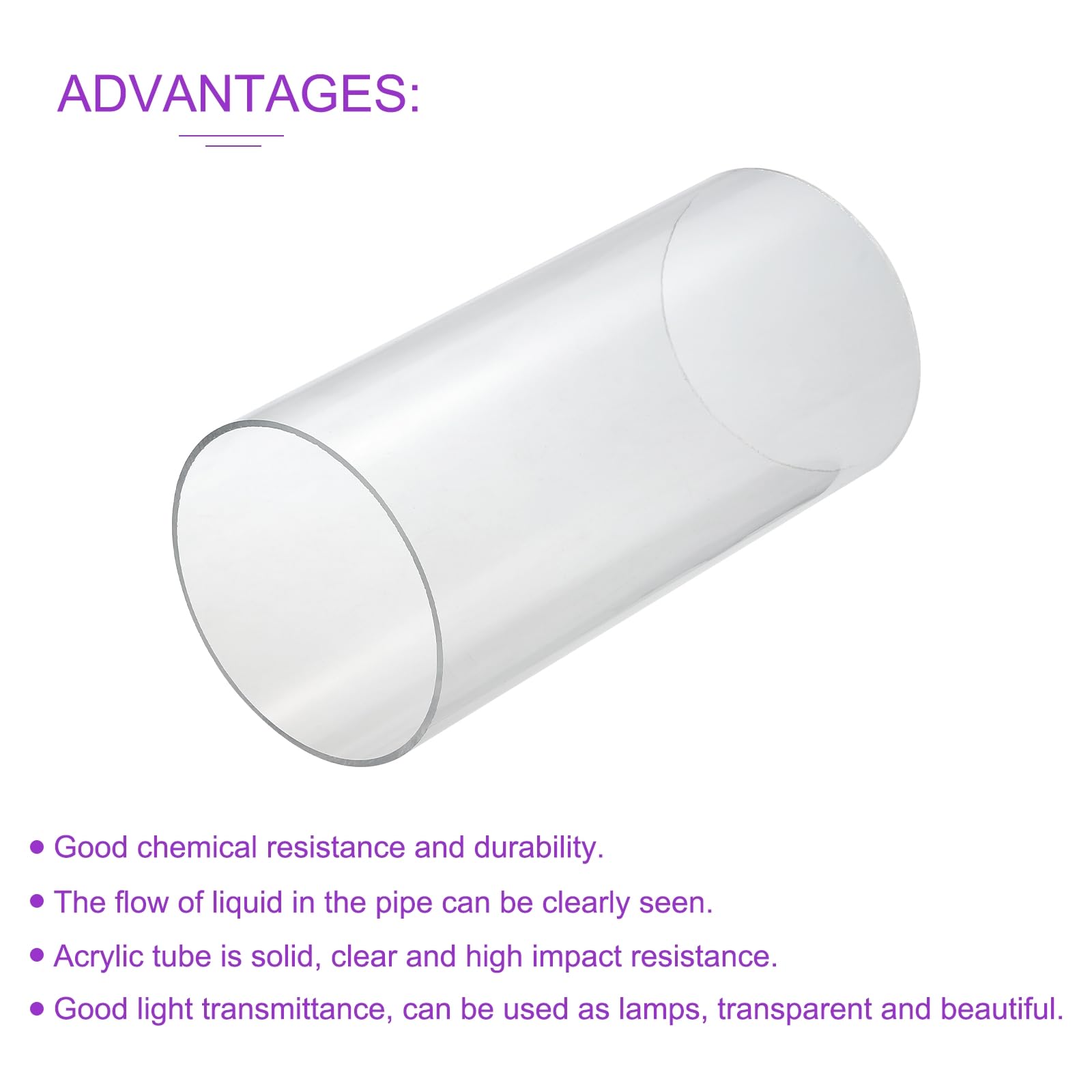 DMiotech Tubo in Plastica Rigida in Acrilico Trasparente 125mm x 130mm (4.9" x 5") 10" per Tubi Acqua Acquario, Sistemi di Raffreddamento ad Acqua, Idraulica