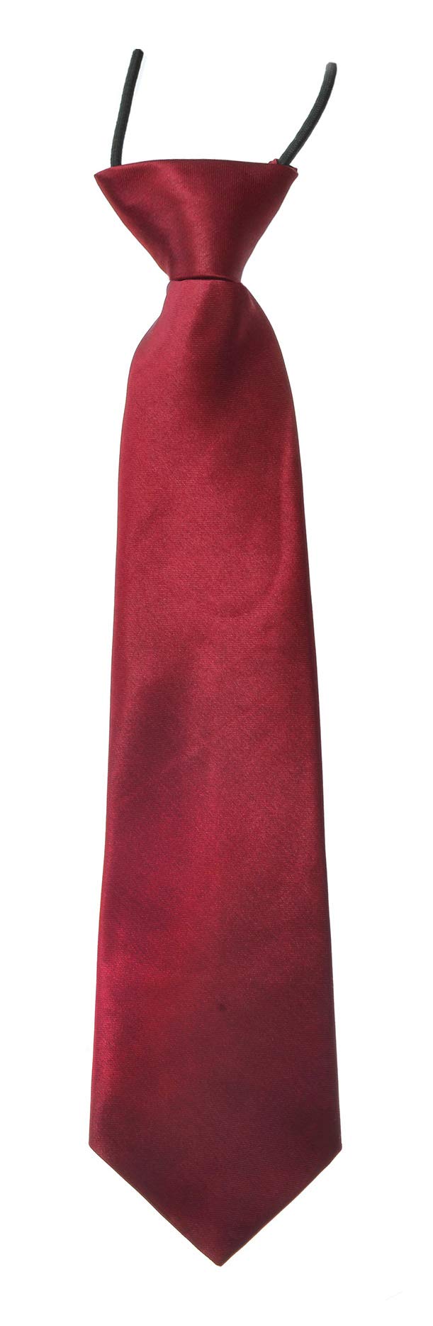Supgod Boys Deep Red Pre-Tied Elasticated Ties. Satin Plain Coloured Childrens Tie. 22 Colours Available. Handmade. Wedding, School, Fashion (, Tie)