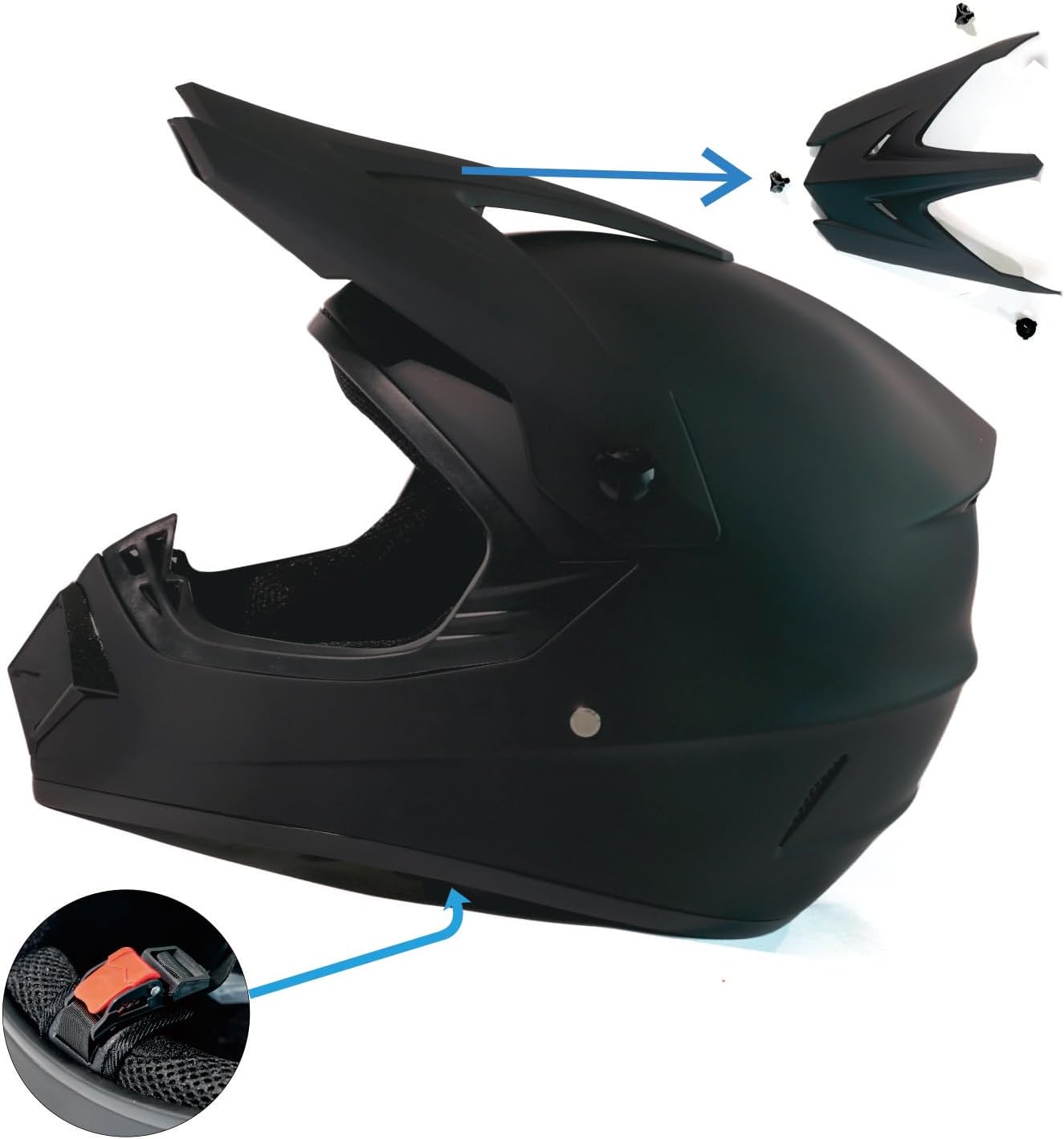 Dirt Bike Helmets Adults Black DOT ATV Motocross Motorcycle Off-Road Street Mountain Bike Fullface with Goggles Gloves Mask Matte Black S (52-55 cm)