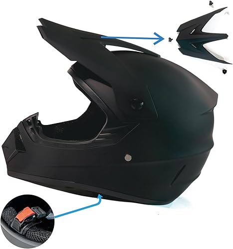 Miniatura 5 de Cascos de motocross para adultos, color negro, DOT ATV, Motocross, todoterreno, calle, bicicleta de montaña, cara completa con gafas y guantes,