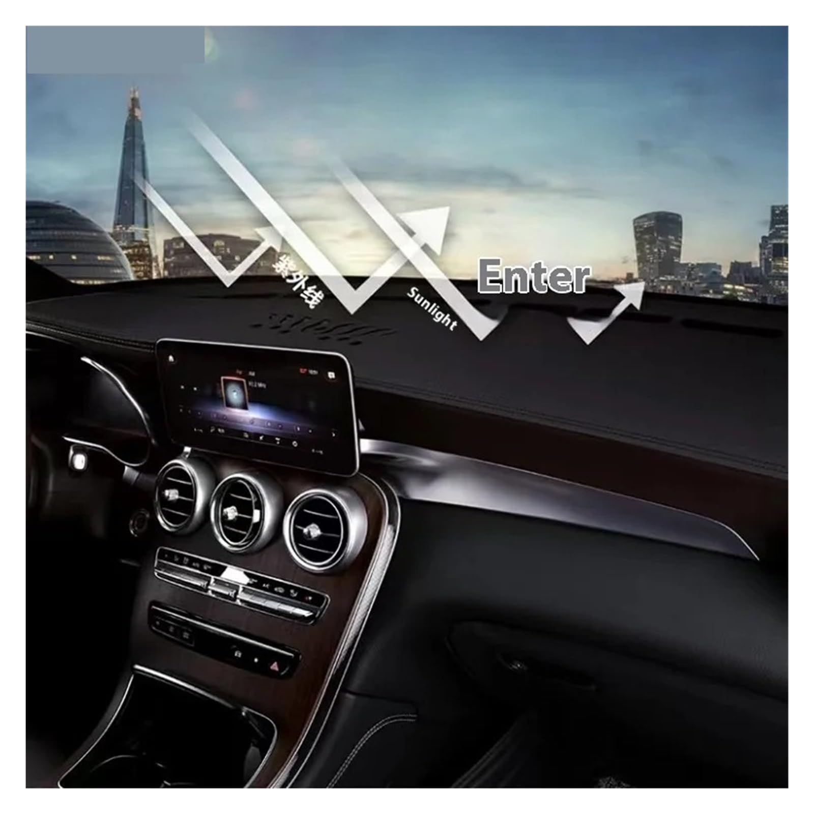 Armaturenbrett-Abdeckmatte Für Volvo Für XC60 2018-2023 Auto Dashboard Abdeckung Vermeiden Licht Pad Sonnenschutz Matten Anti-Rutsch-Fall Anti-UV-Teppiche(Black side,Left)