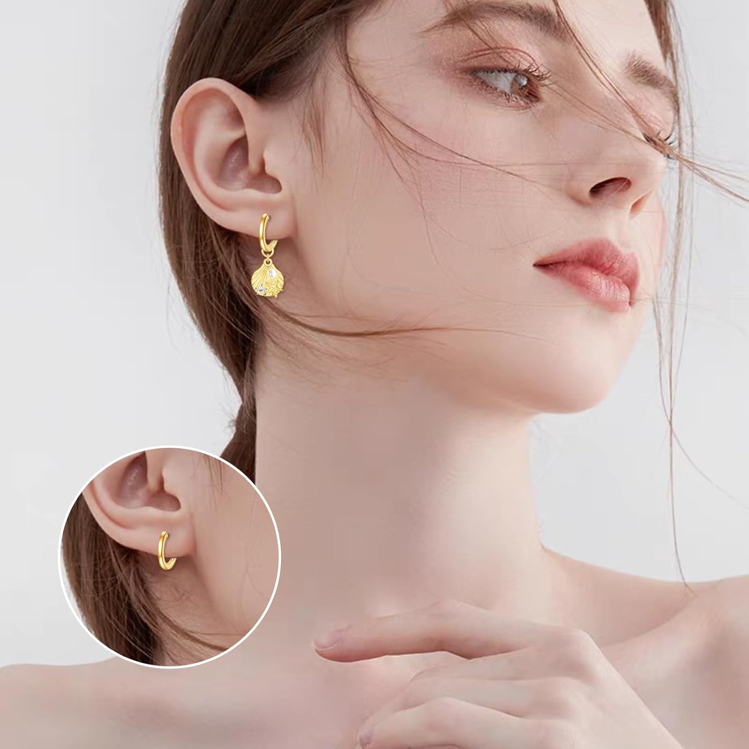 MONGAS Shell Starfish Earrings Sterling Silver Shell Dangle Earrings Starfish Beach Jewelry for Women - Image 2