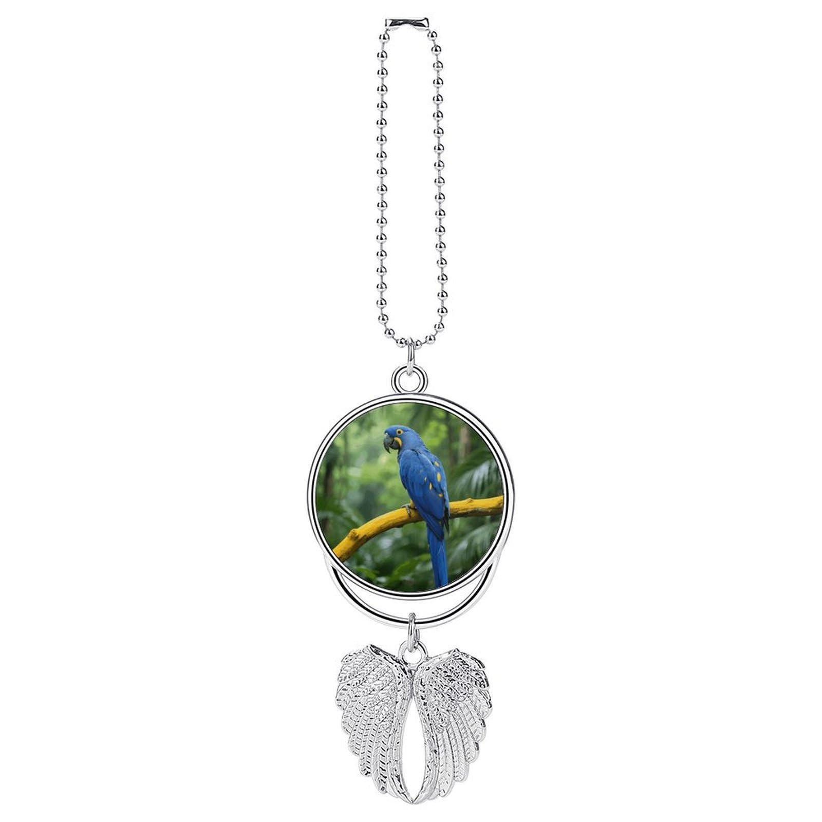Bird Guardian Angel Wing Car Ornament for Mirror, Zinc Alloy Hanging Charm with Spiritual Design for Protection, Rearview Mirror Accessory Decor Gift for Women Men(Silver)