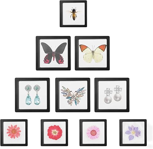 Miniatura 8 de Linkstyle - 10 vitrinas flotantes, soporte de exhibición de marco flotante 3D, caja de almacenamiento de joyería de polietileno transparente para