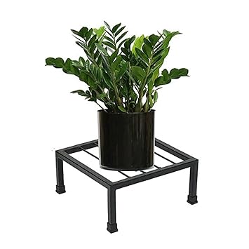 Cinagro Anti Rust Square Metal Plant Stand (Pack of 1) - 9.84 inches, Gardening Stand for Balcony, Indoor & Outdoor Use, Strong Durable Flower Pot Stand, Gamla Stand (Plants Not Included, Black) - image, photos