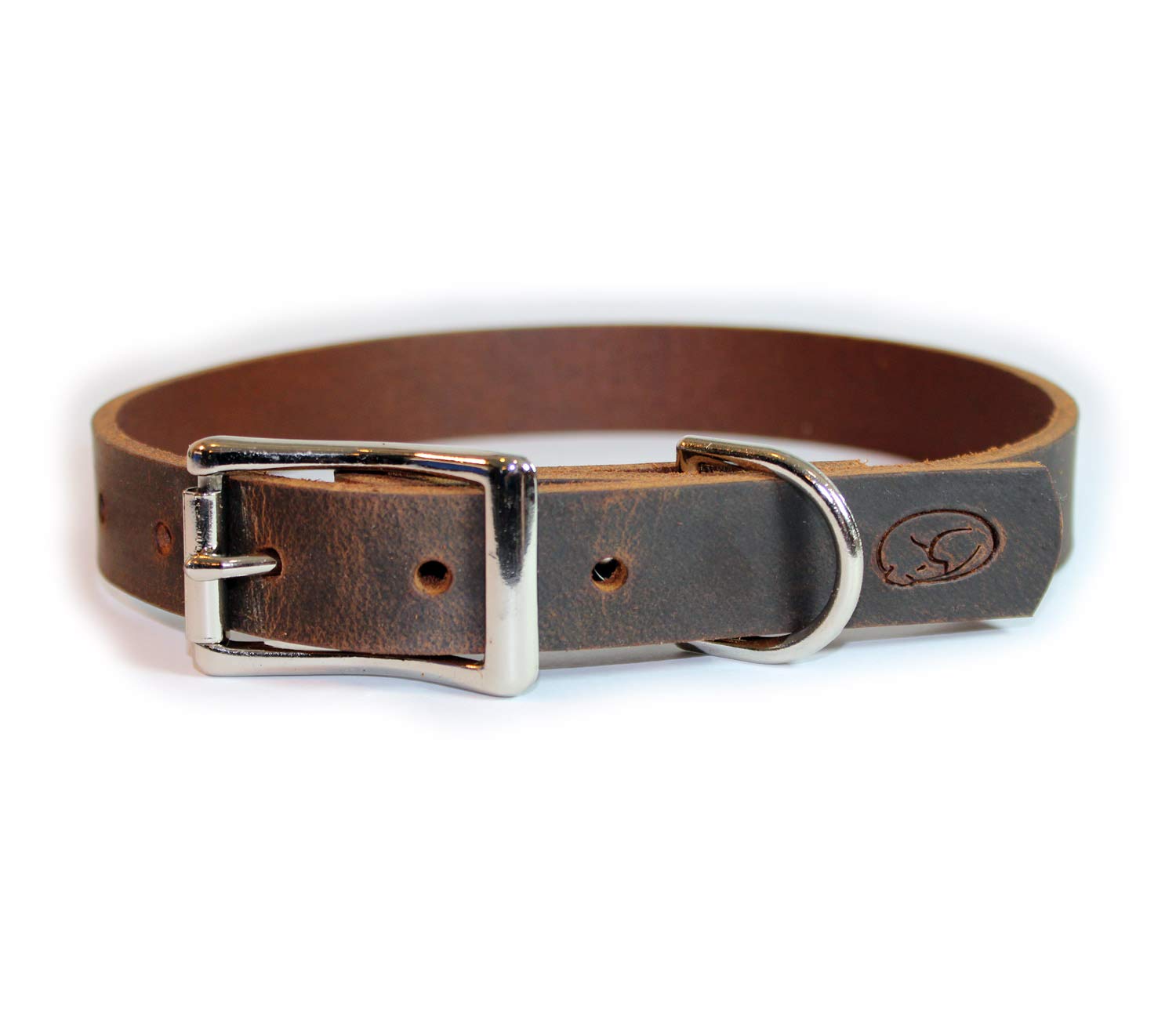 Collar para Perro de Cuero Grueso de Grano Completo, Fabricado en Virginia