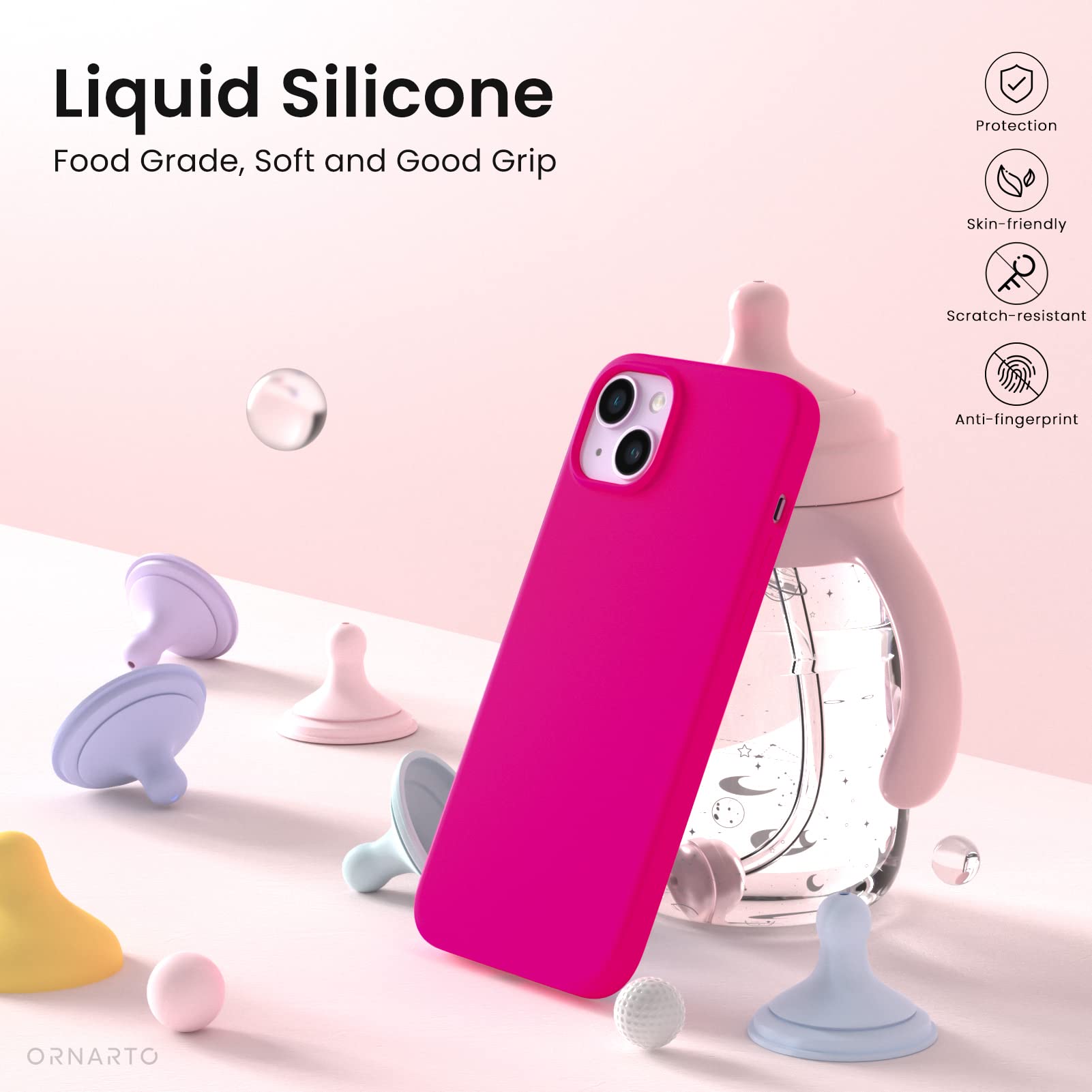 FELONY CASE - Funda Para IPhone 14 Pro - Funda De Silicona Rosa Pastel | Silicona Líquida Con Forro De Microfibra Antiarañazos, Funda Protectora A Prueba De Golpes De 360° Para