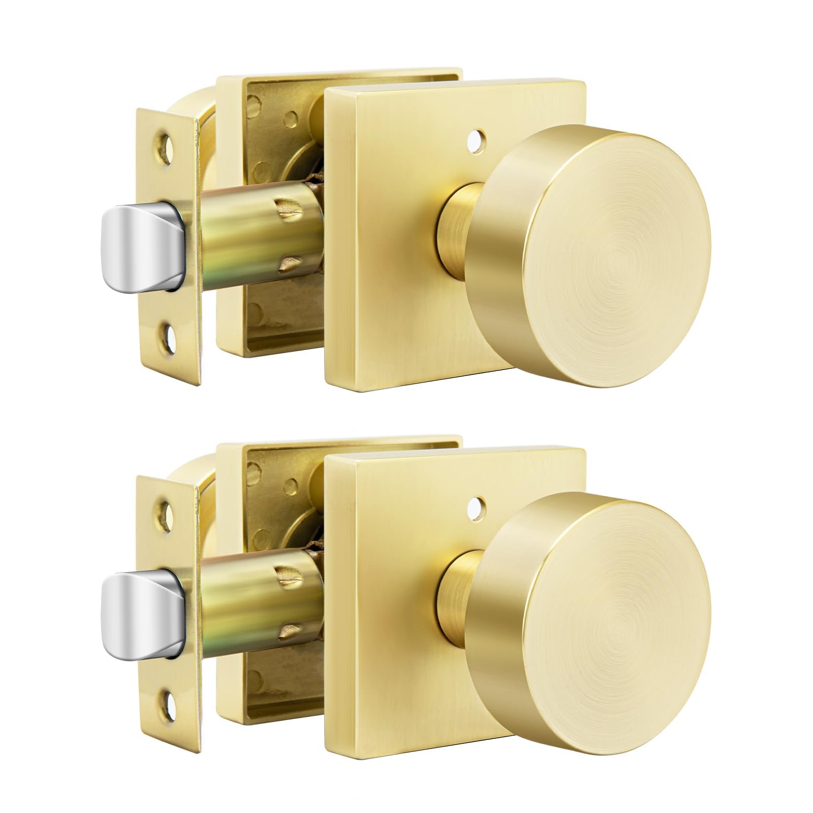 Gold Door Knobs - 6 Pack Zinc Alloy -32
