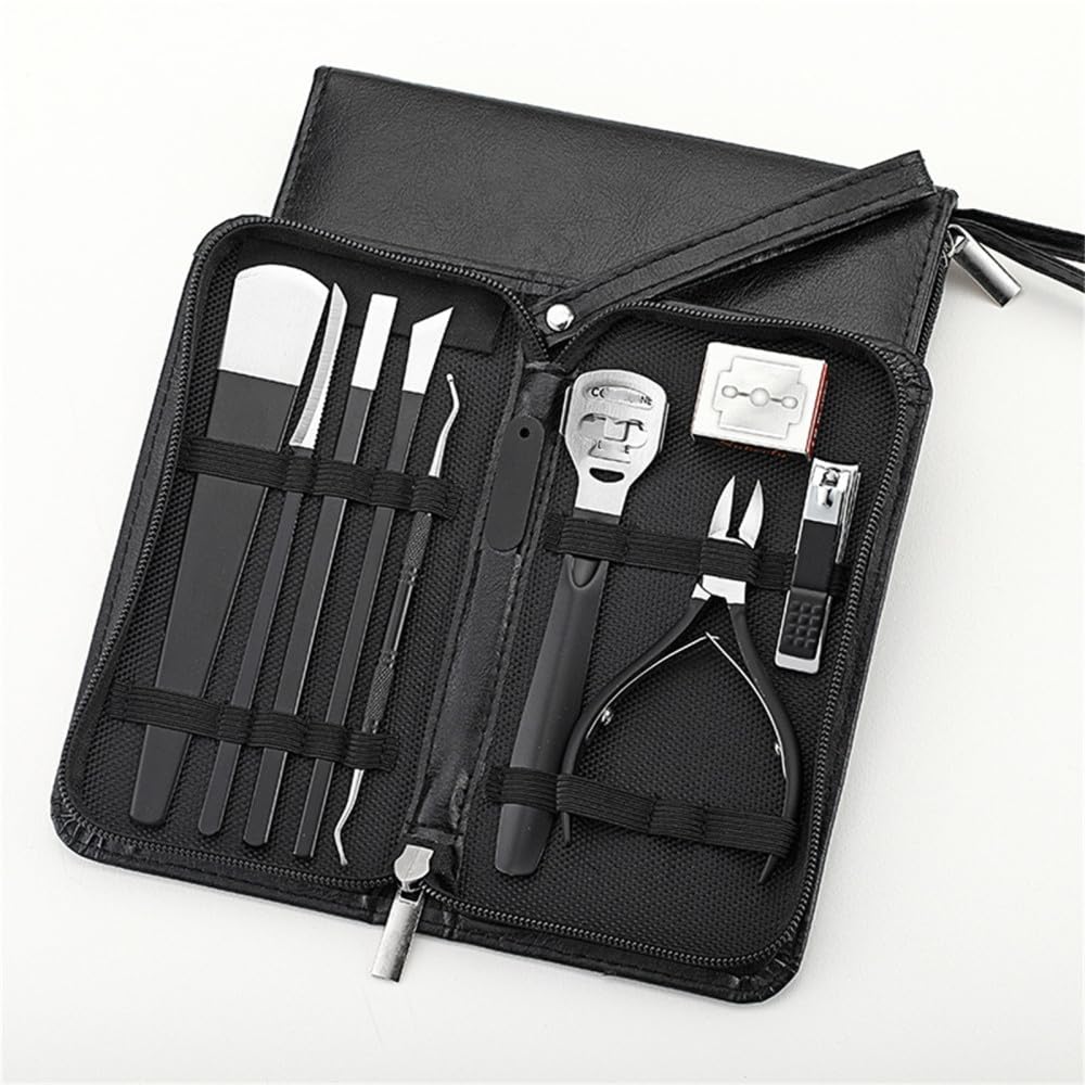 Ensemble de 10 Ciseaux de pédicure Coupe-Ongles en Acier Inoxydable avec Crochet Aigle, Outil de manucure Portable, Noir (Noir)
