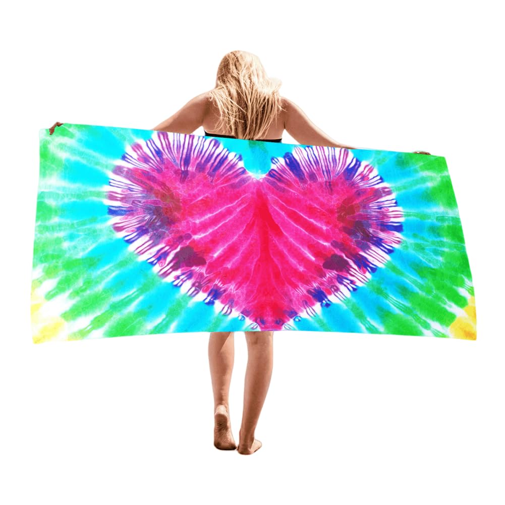 EPRHAY Large Beach Towels for Adults Sand Free Beach Towel Colorful Love Print Bath Towel Lightweight Beach Towel Microfibre Beach Towels