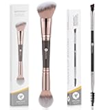 KINGMAS Double-Ended Angled Eyebrow and Spoolie Brush and Foundation Makeup Brush