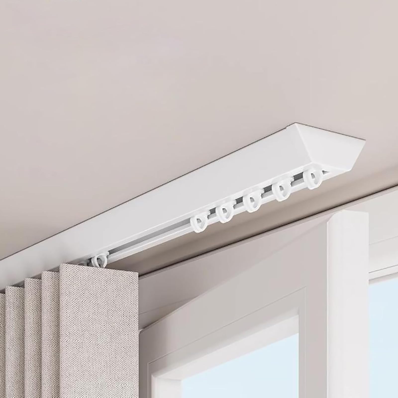 Riel recto de aluminio de 2 mm para divisor de habitación de 3,5 m de largo en color blanco
