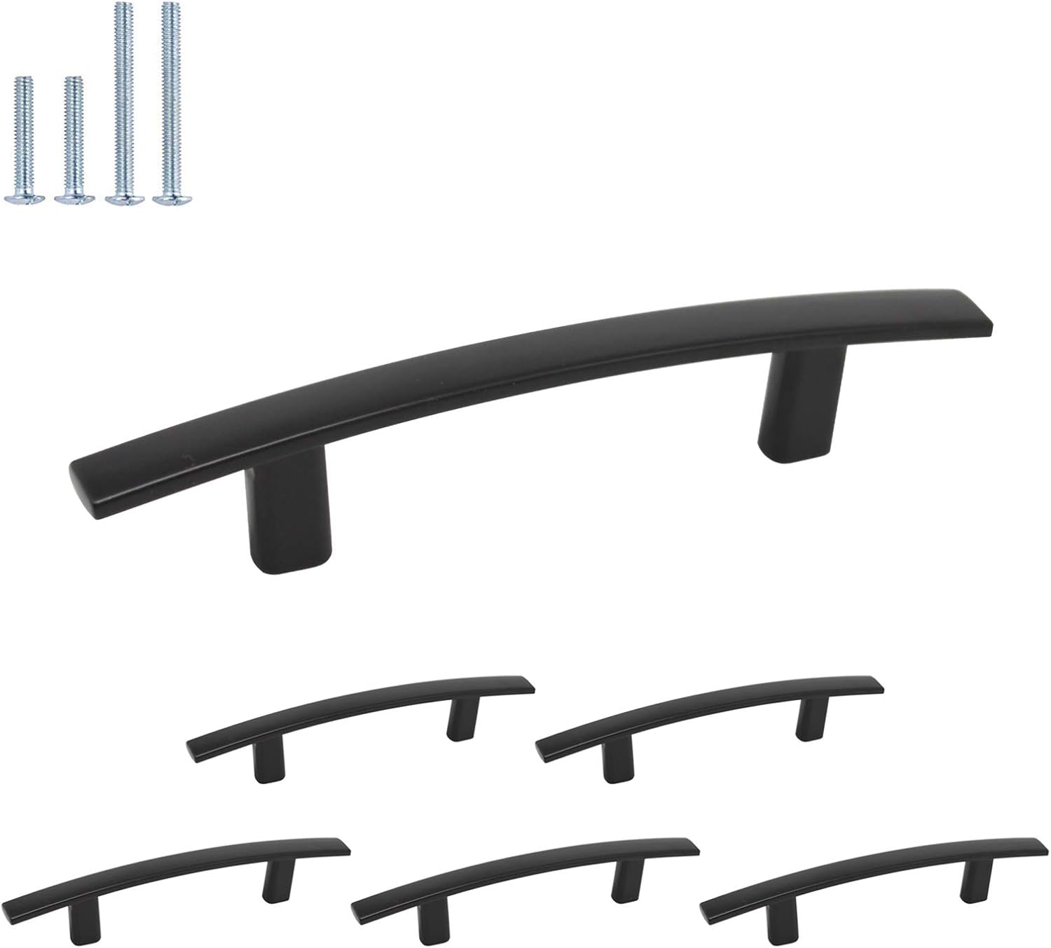 Probrico (6 Pack) Modern Curved Handles Black Kitchen