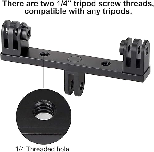 Miniatura 6 de Adaptador doble de aluminio con rosca de tornillo trípode de 1/4 pulgadas para GoPro Hero 10/9/8/7/6/5/4/3/2, YI, D JI Osmo Action Cámaras