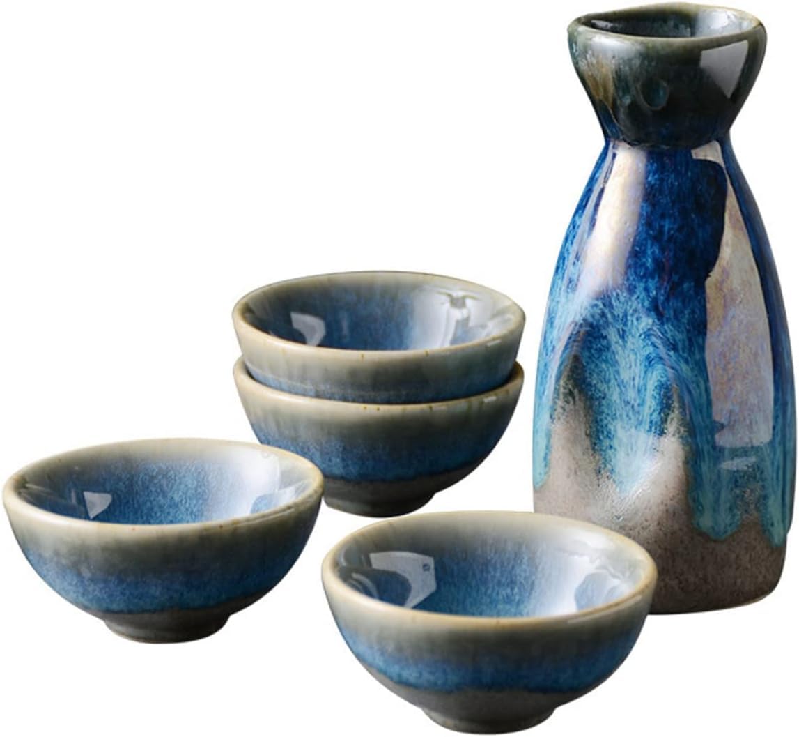 Ensemble de tasses à saké, tasses à saké japonaises, 3 ensembles de verres multi-usages traditionnels – Design de bouteille, tasses à thé, cadeaux antiques et carafe chauffante, verre multi-vintage av