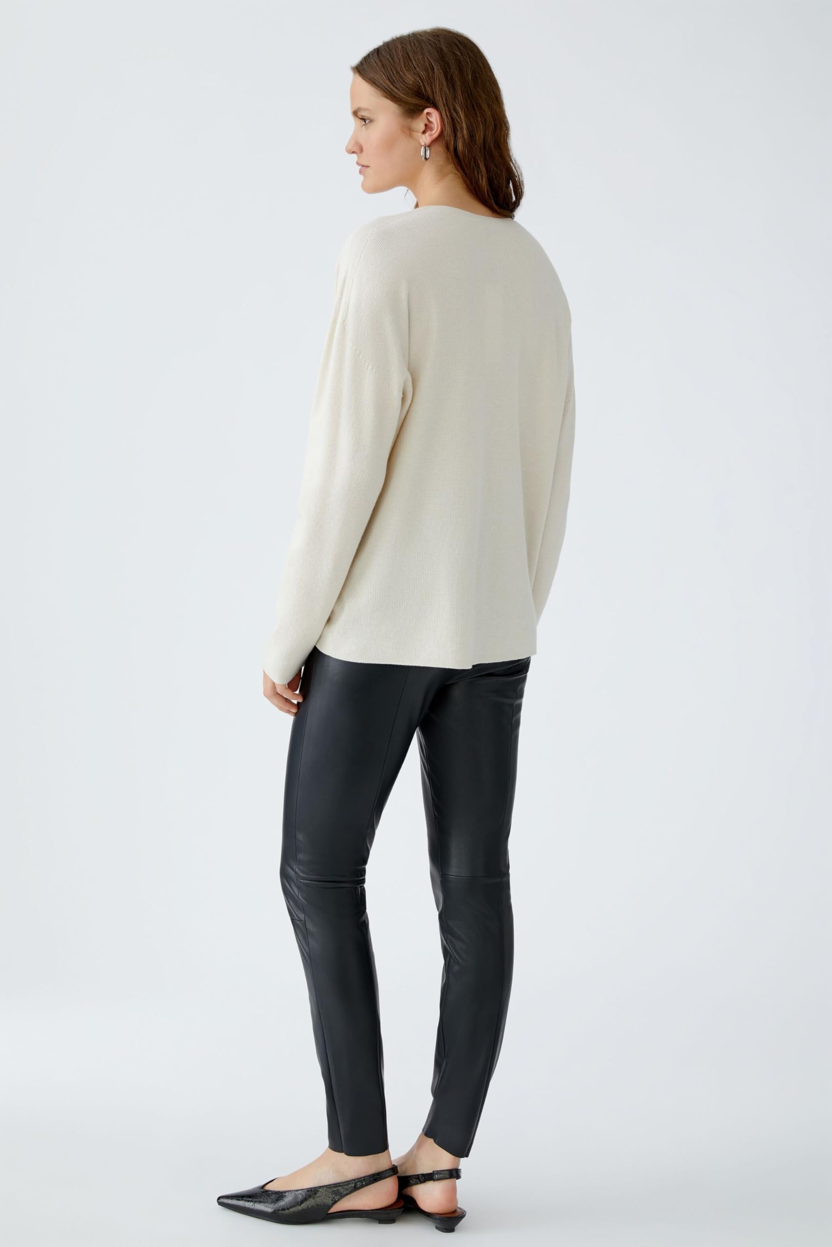 Oui Damen Pullover FREYJA Viskosemischung oversized geschnitten Uni