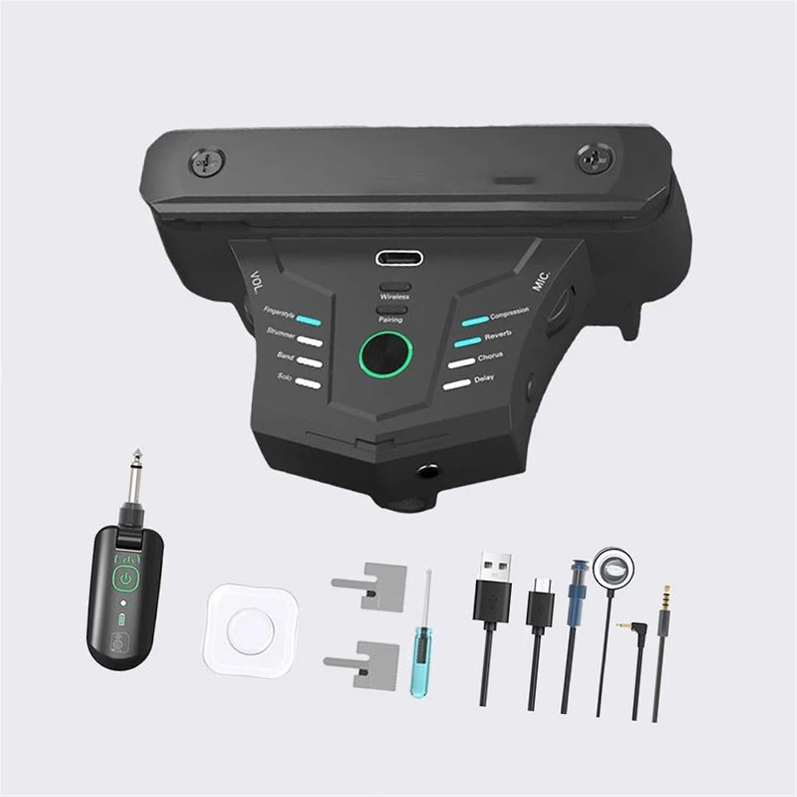 Guitar Pickup Pro Acoustic Guitar Pickups Chorus Delay Reverb Effects Magnetic Piezo Soundhole Mic Pickups Guitar Accessories(B)