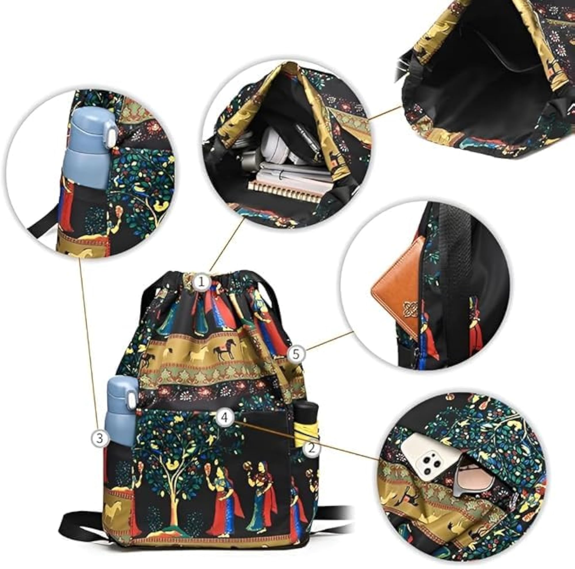 Foldable Traditional Print Sling Backpack