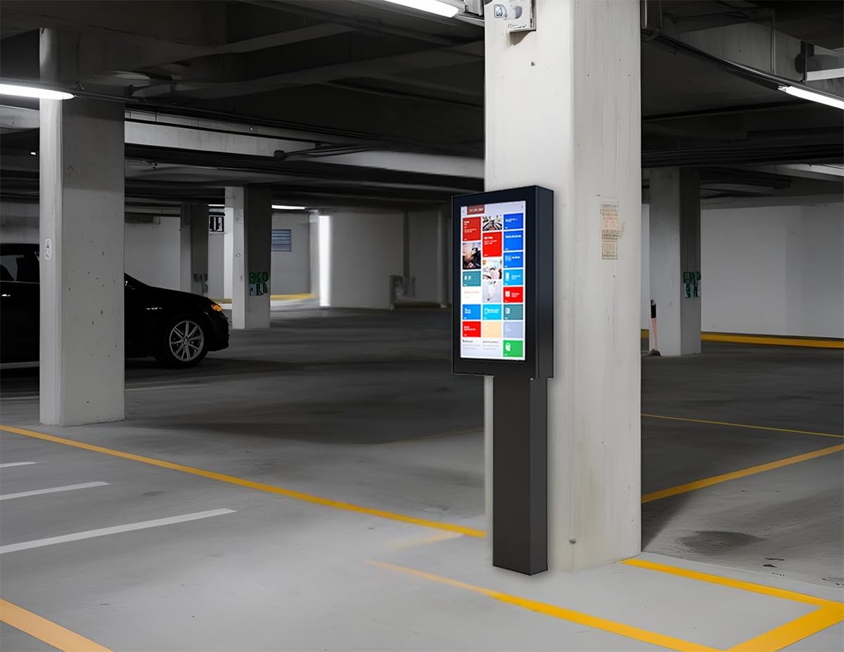 Outdoor Digital Signage Kiosk 30–32 Inch | Waterproof Floor Standing Enclosure for Advertising Displays | Indoor & Drive Thru Digital Signage Cabinet | Made in USA