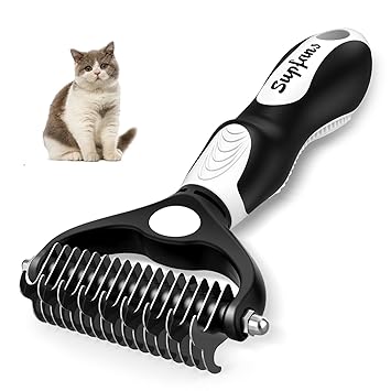 Cat shedding Tools I Cat Brush for Shedding I Undercoat Rake for Dogs and Cats I Deshedding Brush I Reduces Shedding 95% White Black-22