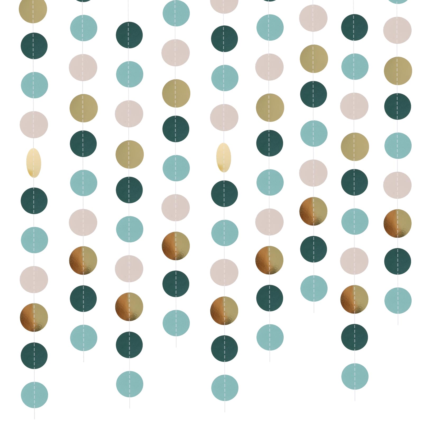 Paper Garland Glitter Round Banner, 4 Pieces Colorful Glitter Paper Circle Dots Banner For Birthday Party, Wedding, Christmas Party Deco Supplies (Green)