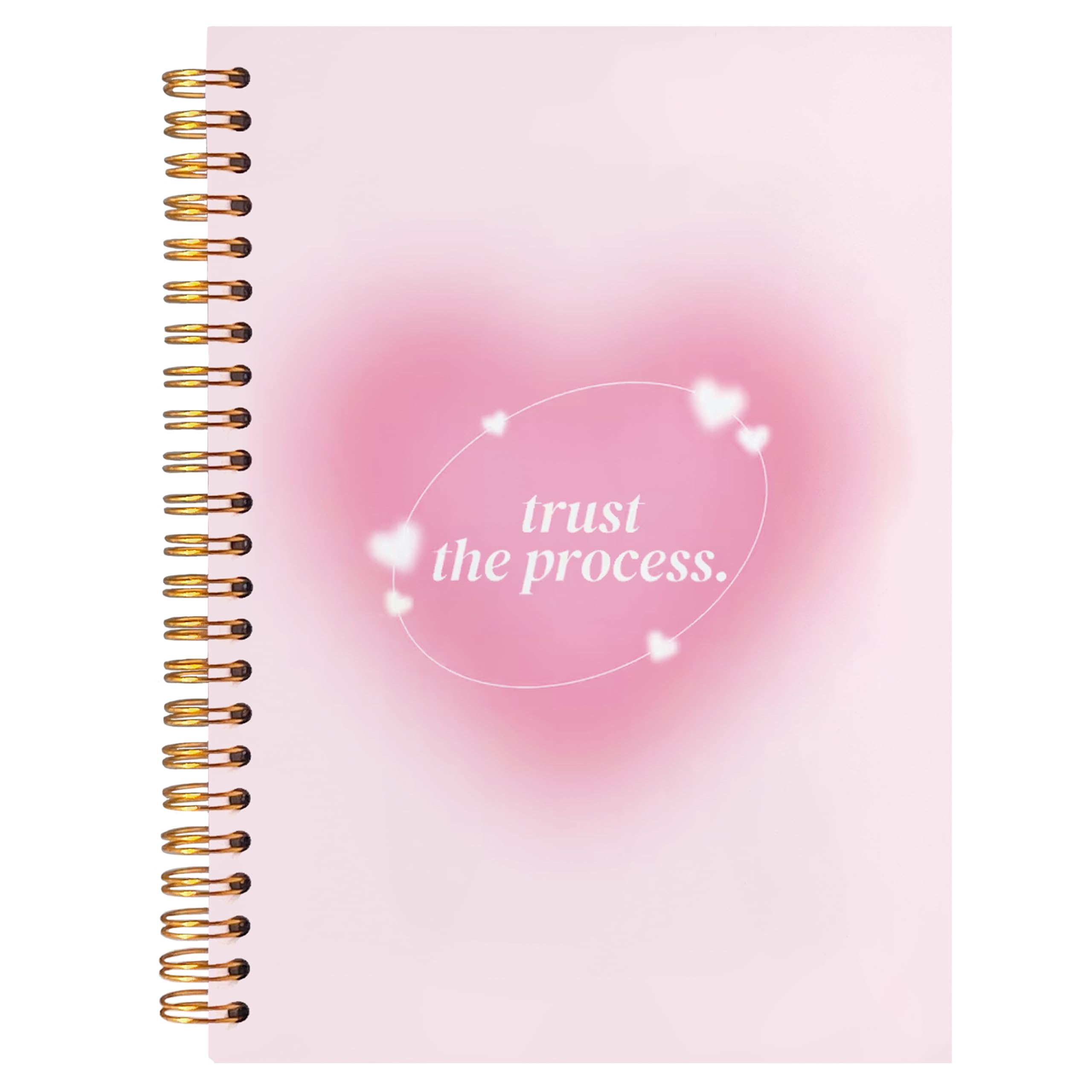 BearCake Pink Preppy Notebook Preppy Composition Notatnik, Y2K Notebook Journal, Zaufaj procesowi, różowy, estetyczny spiralny notebook, twarda okładka 5,5 x 8,3