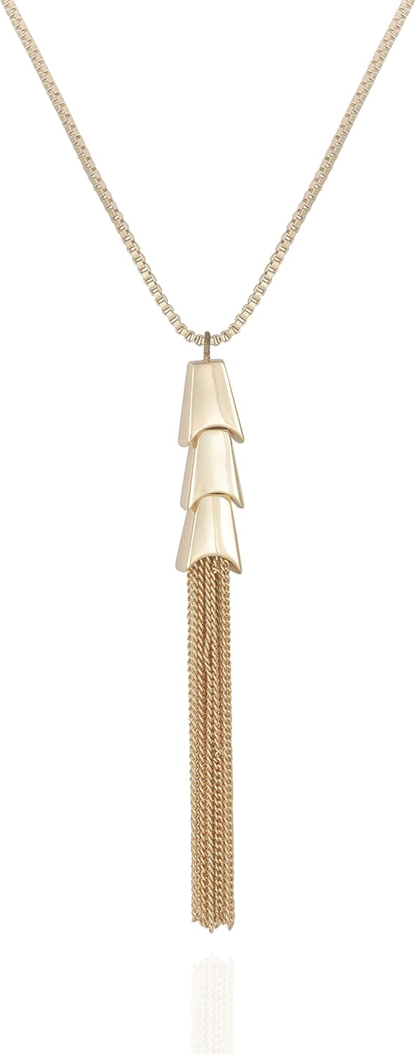 Vince Camuto Gold Tone Tassel Necklace For Women