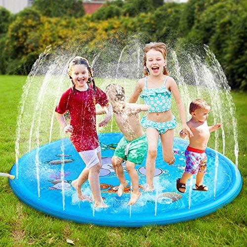 Splash Pad Sprinkler for Kids Wading Pool Play Mat for Infants Toddlers Outside Water Play Mat for 1-12 Years Boys Girls and Kids-Backyard Fountain Play Mat Upgraded 68' Summer Outdoor Water Toys