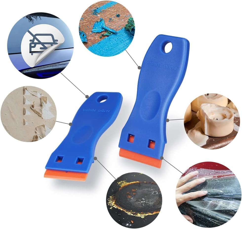 Miniatura 4 de Raspador de cuchillas de plástico, 2 piezas de raspador de plástico, 40 cuchillas, cuchillo de masilla a prueba de arañazos, herramienta de limpieza