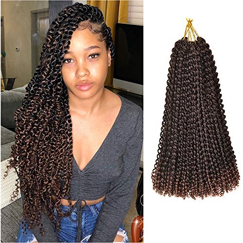 7 Packs Passion Twist Hair 18 Inch Water Wave Crochet Twist Braids Long Bohemian Synthetic Braiding for Passion Twist Crochet Hair Extensions (1B/27#) (22, #1)