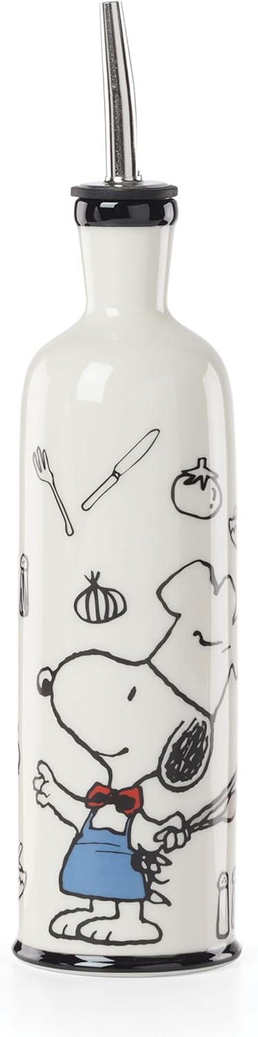 Lenox Home And Kitchen, Chef Snoopy Oil Bottle, Porcelain Material, Kitchen Gadgets, Oil Dispenser Bottle, Table Decor And Accessories, Snoopy Peanut Design (Multi-Color, 1 Piece, 11 Ounce Capcity)