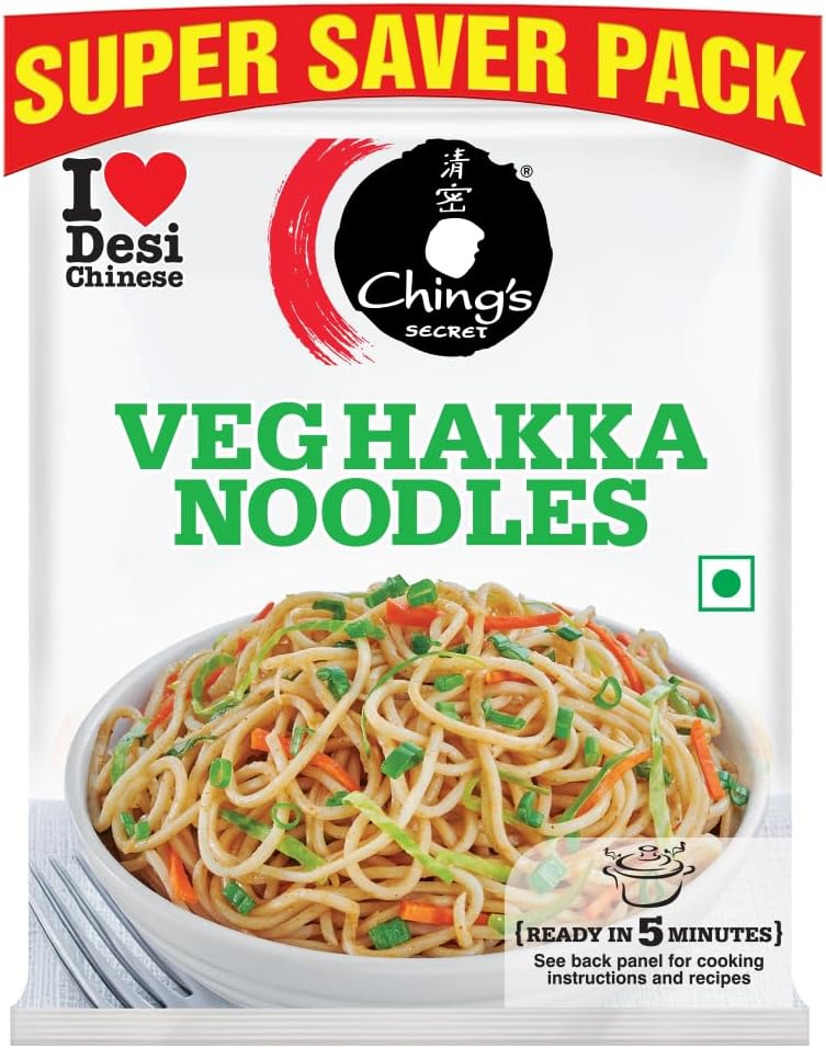 Ching’s Veg Hakka Noodles, Not Fried, Air Dried, Cooks in 5–7 Minutes, 560 g