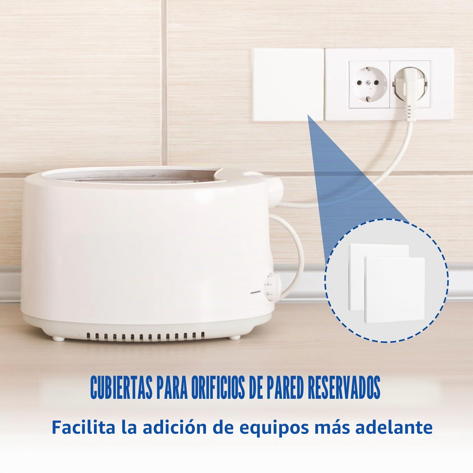 Placa De Pared Decorativa En Blanco, Set De 2 Unidades De 8,6 X 8,6 Cm, Fabricada En Plástico Sin Tornillos, Ideal Para Cubrir Enchufes O Interruptores No Utilizados, Fácil De Instalar Y Duradera