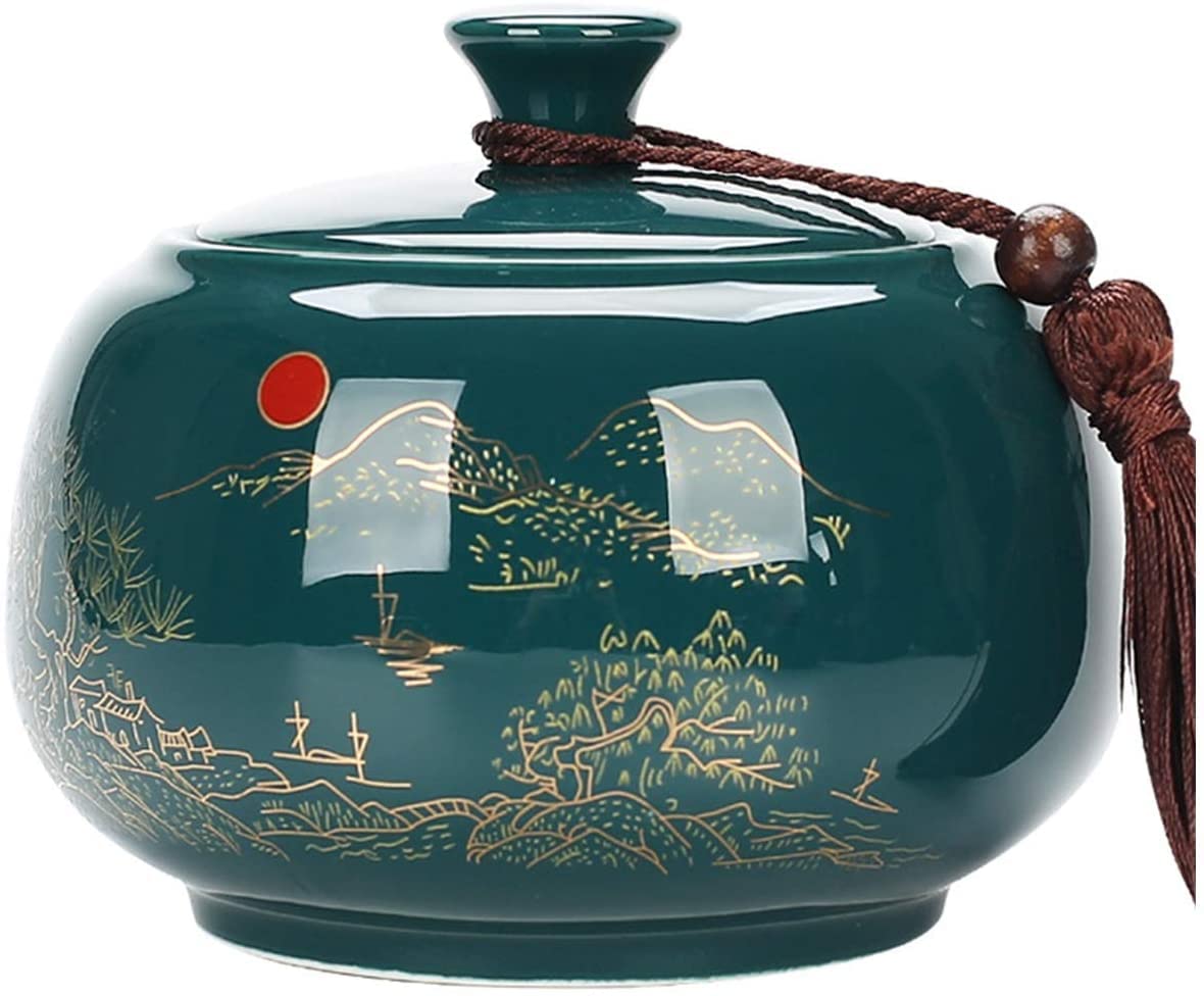 bnjlSDATwr ceramic jar， Ceramic Tea Jar,Jars Containers,Kitchen Food Storage Canister,Retro Chinese Style Caddy Large for