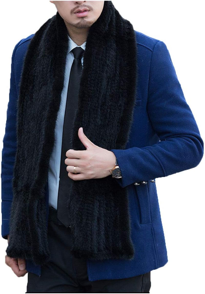 Real Mink Hair Tightly Knitted Fishtail Scarf Neckerchief Long 180×20cm