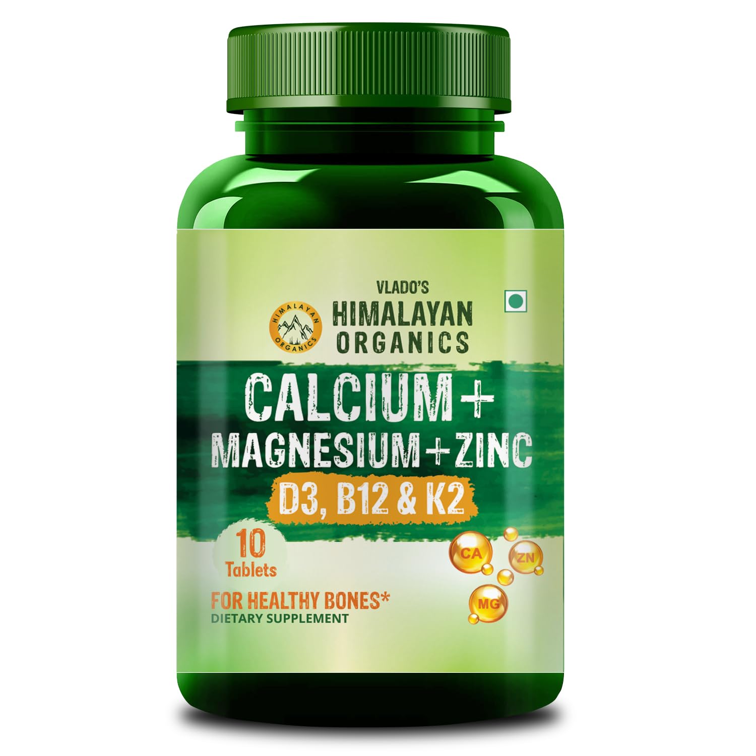 Himalayan Organics Calcium Magnesium Zinc Vitamin D3, B12 & K2 (10 count (Pack of 1))