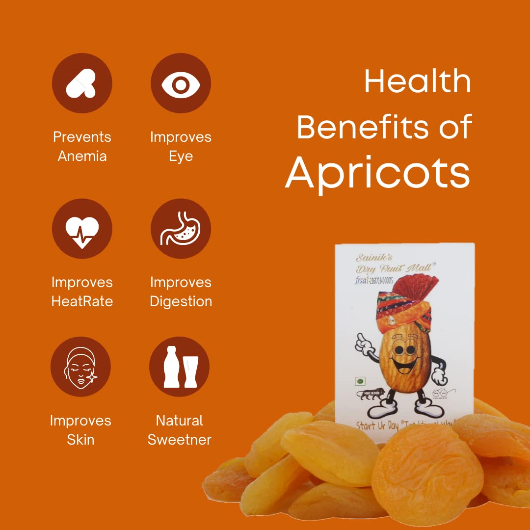Sainik's Dry Fruit Mall Apricots Dry Fruits | Apricot Jumbo Dried Seedless Apricot | Turkel, Turkish Apricot, Apricot Dry Fruits | Khubani Seedless Gluten Free Apricot Pack of 1 (500 gram) 4