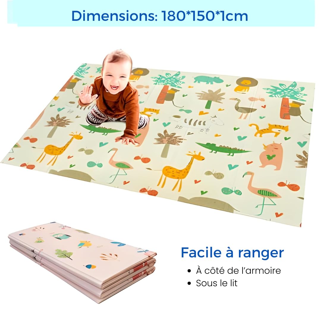 Edibaby, Tapis Eveil Bebe, 180 x 150 cm, Épaisseur 1 cm, Design Enfant, Tapis de Jeu Rembourré en XPE, Réversible et Pliable, Tapis Activités pour Chambre (Native | 180x150 | 1cm)