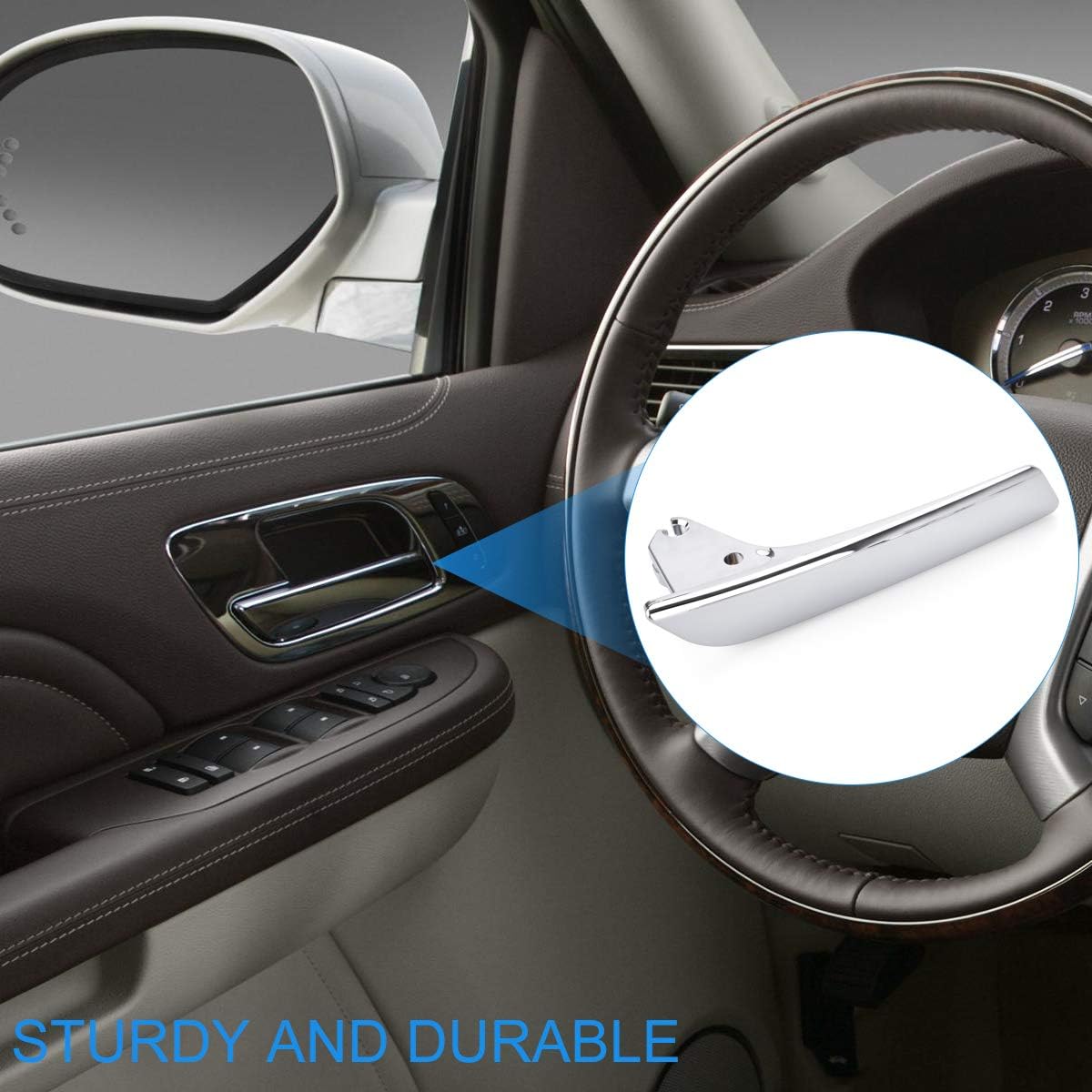 FAERSI Pair Interior Door Handles Driver & Passenger Side Fits for 2007 2008 2009 2010 2011 2012 2013 2014 Chevy Silverado Tahoe Avalanche Cadillac Escalade GMC Yukon Pickup Truck 81195, 15935954