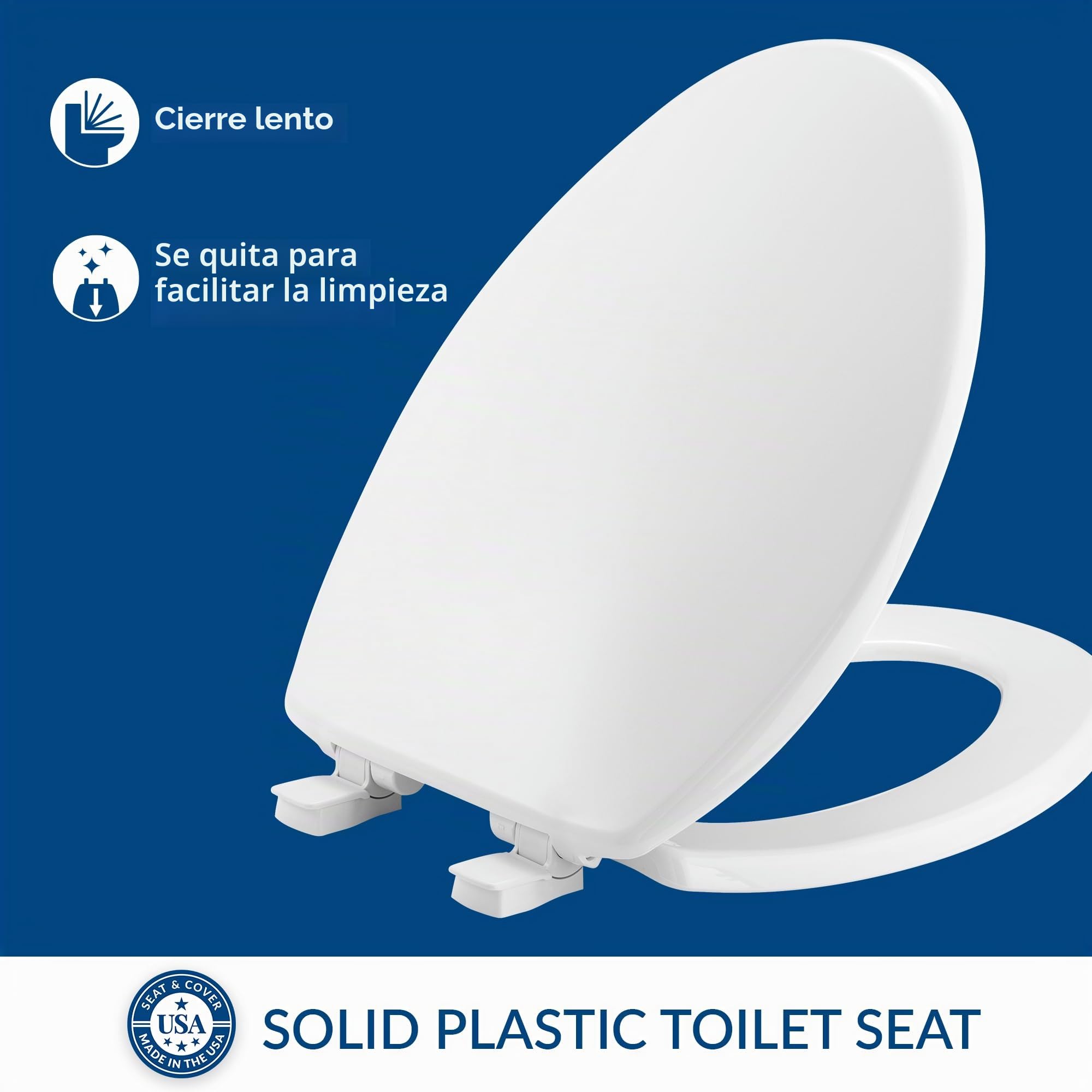 Bemis 7300SLEC 000 El Asiento de Inodoro se Cierra Lentamente y se Quita fácilmente para Limpiar, Blanco, 1 Pack Elongated