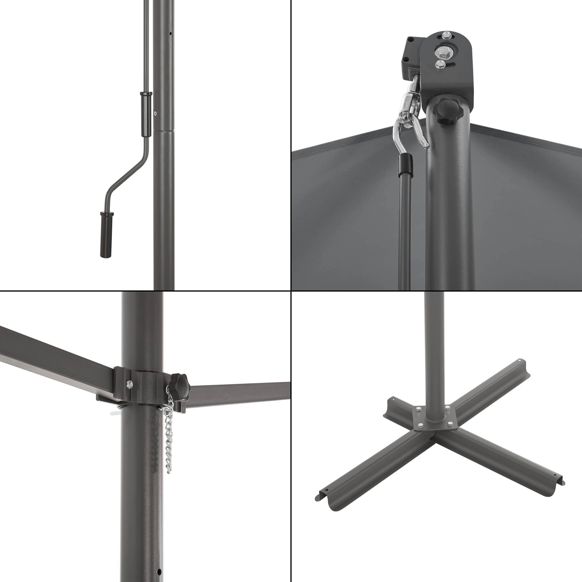 pro.tec Store Banne Autoportant Double Pente à Manivelle pour Terrasse et Jardin Polyester Revêtement PU Aluminium Acier Laqué 500 x 300 x 260 cm Gris Foncé