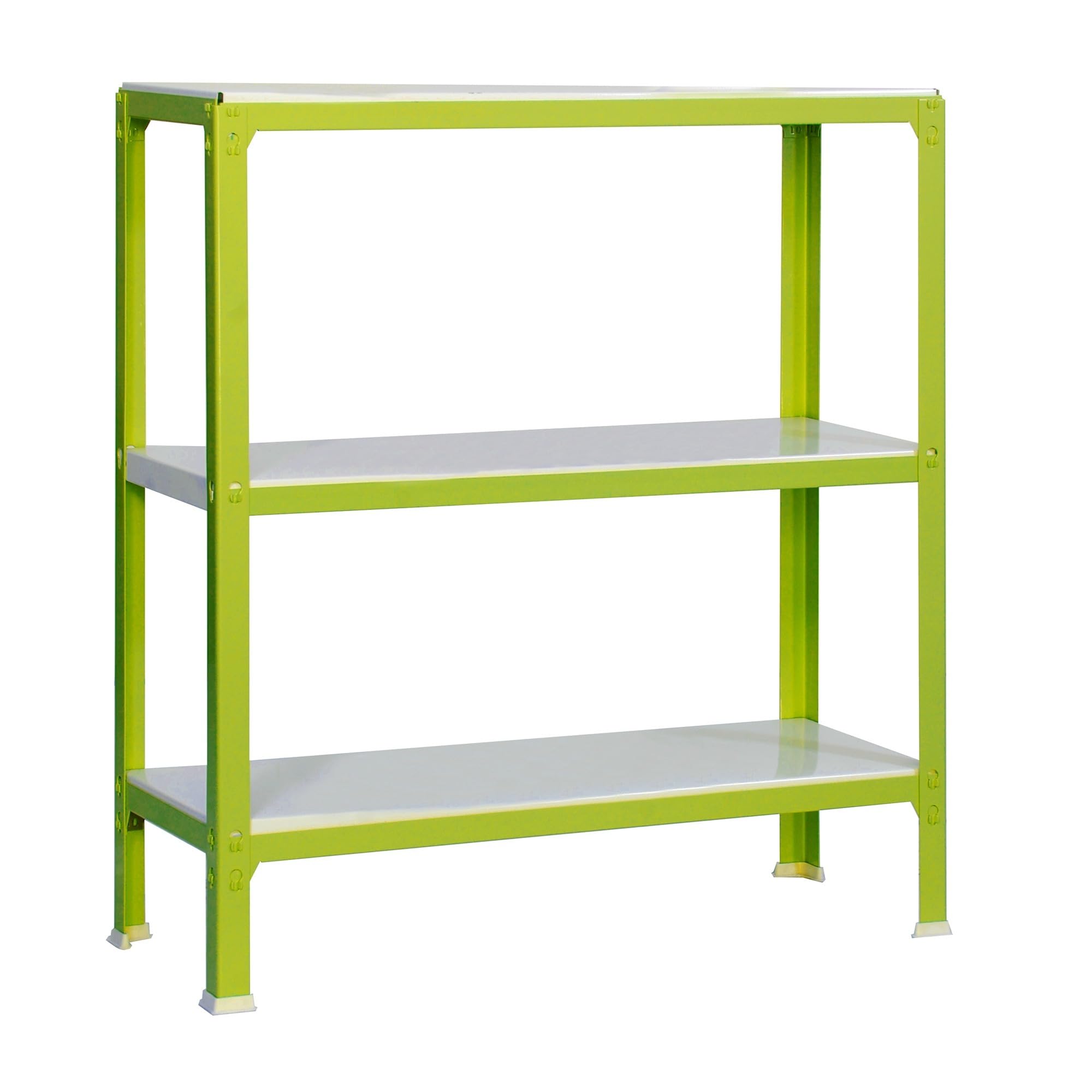 SimonRack Estantería Metálica Almacenaje, Sin tornillos, 3 Baldas, Alta Capacidad Carga 150 kg, 900x800x400 mm, Estantería Salón Baño Cocina, Verde/Blanco - SimonHomeClick Metal